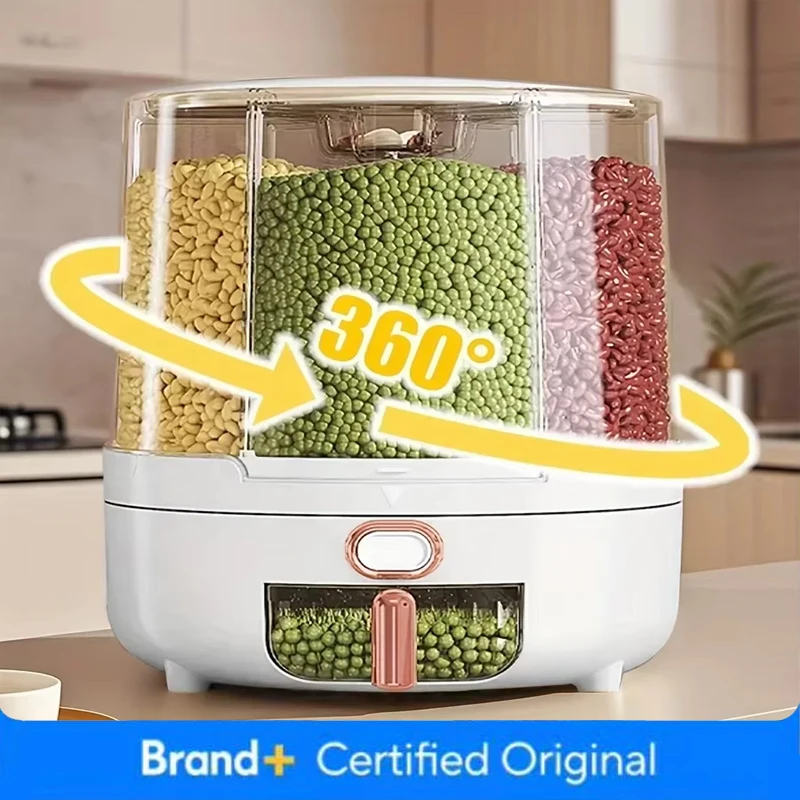Food Storage For Pantry - 6 مقصورة 360 ° حاوية تخزين