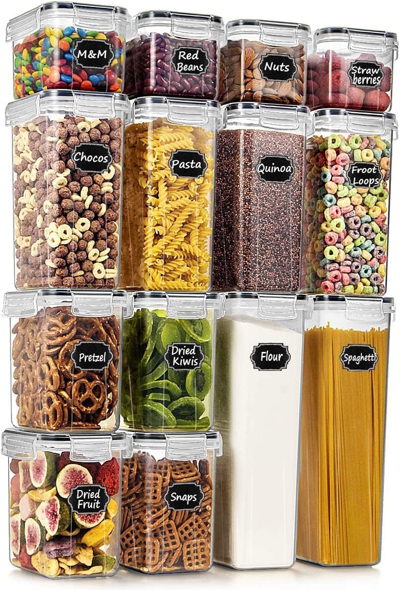 Food Storage For Pantry - حاويات تخزين طعام محكمة الإغلاق، مجموعة