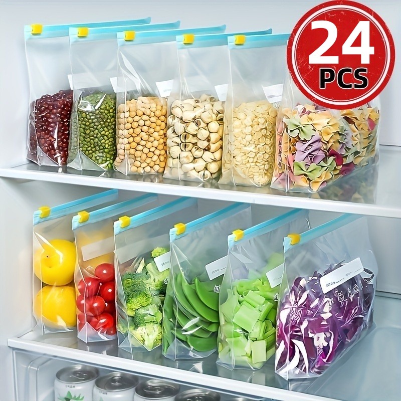 Food Storage Zip Lock Bags - 24 قطعة من أكياس تخزين الطعام