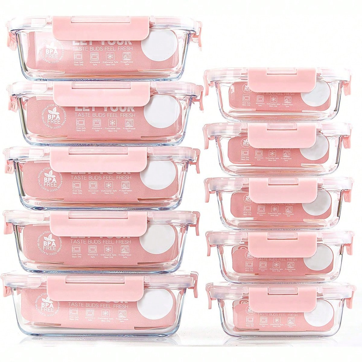 Food Storage Meal Prep - 10 حاويات زجاجية لتحضير الوجبات، حاويات