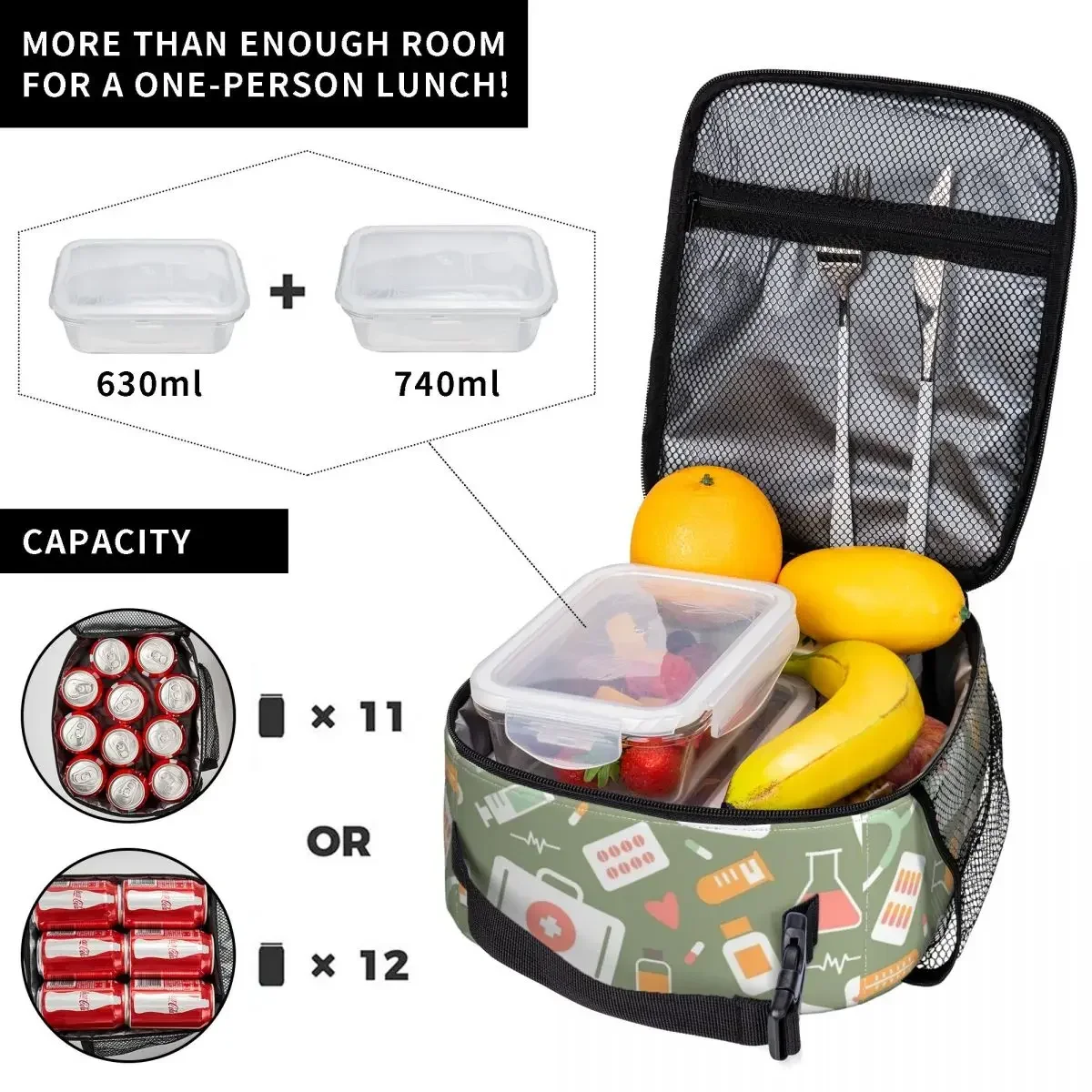 حقيبة غداء معزولة بنمط ممرضات  - مراجعة Food Storage In Cooler وسعره