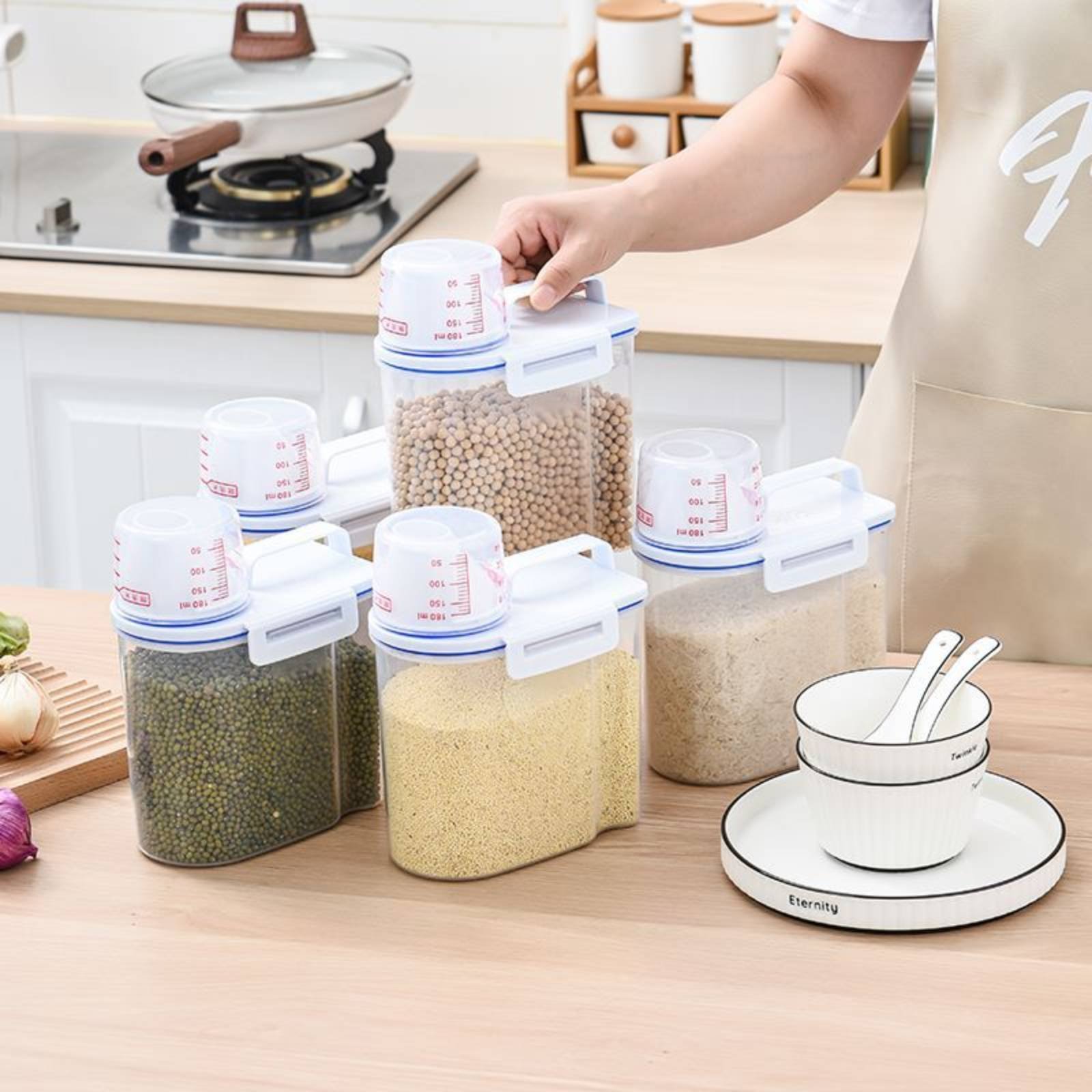 حاوية تخزين الأرز الآمنة مع مق - مراجعة Food Storage For Pantry وسعره