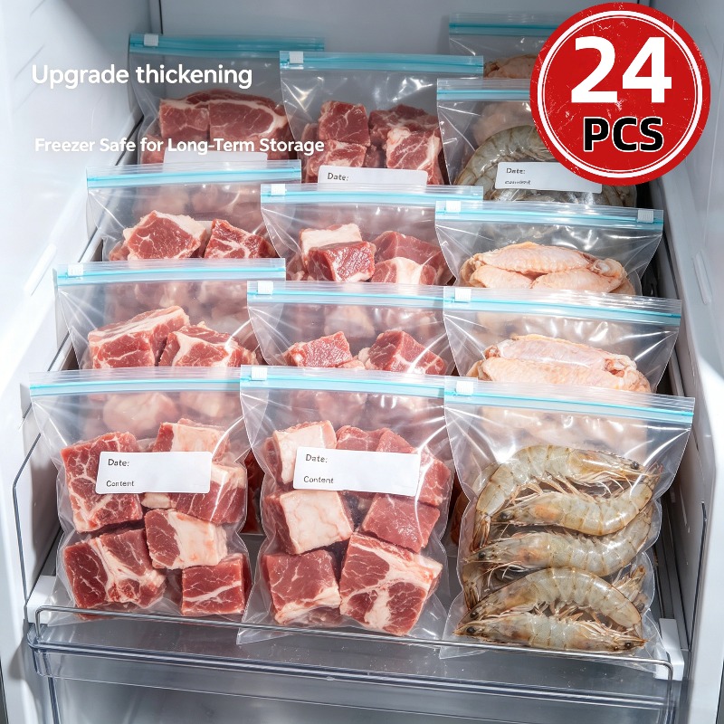 24 قطعة من أكياس تخزين الطعام  - مراجعة Food Storage Zip Lock Bags وسعره
