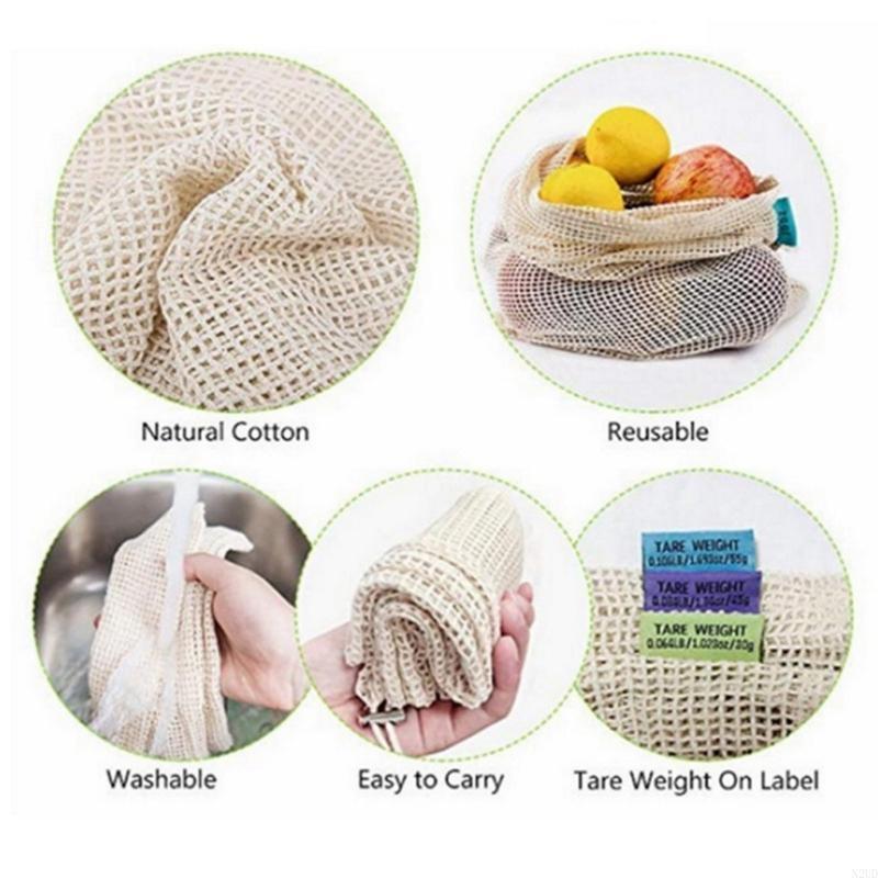 أكياس إنتاج شبكية قطنية أكياس  - مراجعة Produce Bag Reusable Mesh وسعره