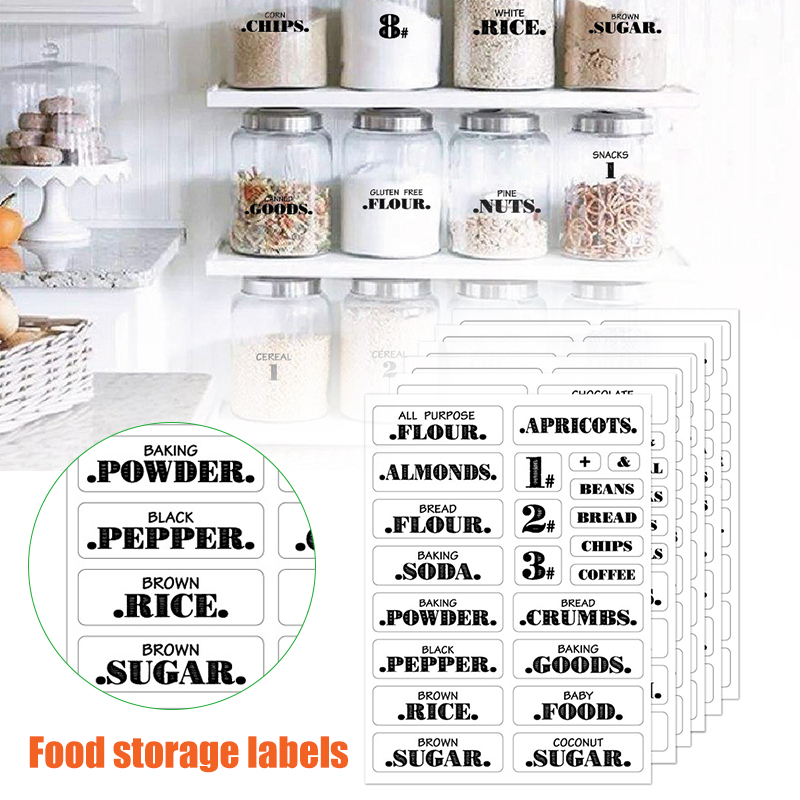 132 قطعة ملصقات المطبخ الغذاء  - مراجعة Food Storage Label وسعره